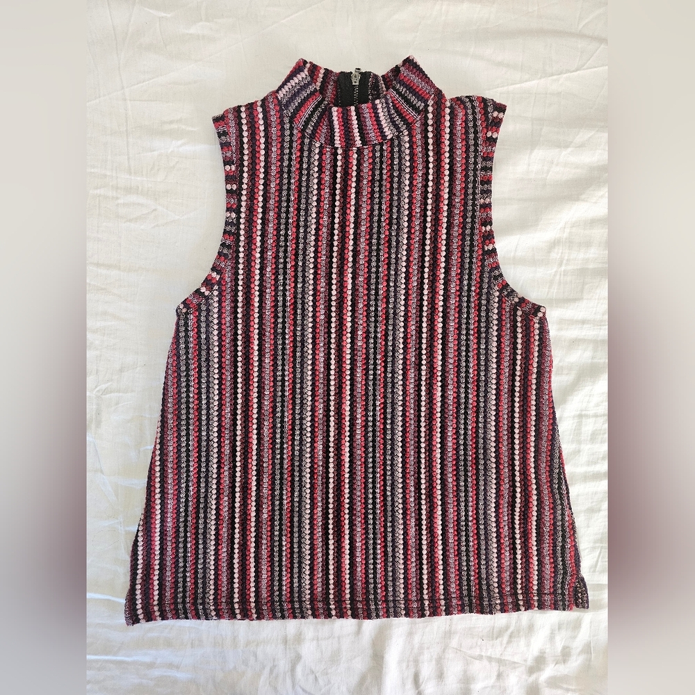 Sleeveless Pink & Purple Knit Striped Sweater (XS)